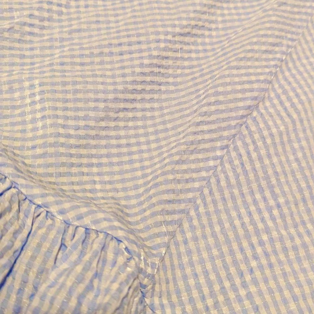 GANNI SSENSE Exclusive Blue and White Seersucker Check Long Dress - Picture 8 of 8